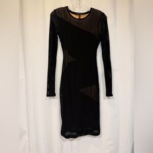 BCBGMAXAZRIA Black Mesh Midi Dress